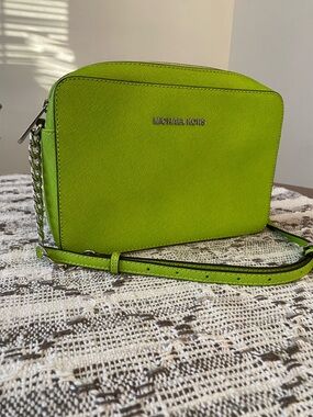 MICHAEL KORS Neon Lime Saffiano Crossbody Bag